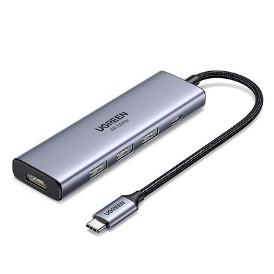 Buen precio USB C Hub 5 en 1 USB C a HD-MI Splitter 3 Puerto USB A 3.0 y puerto de datos tipo C de 5 Gbps, puerto 4KHDMI, carga PD 100W en línea