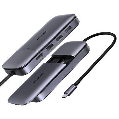 Dobra cena. USB C Hub 60Hz 5-w-1 Gigabit Ethernet Adapter z 4K HD-MI PD 100W szybkim ładowaniem i 2 USB 3.0 Type C Multiport Adapter w Internecie