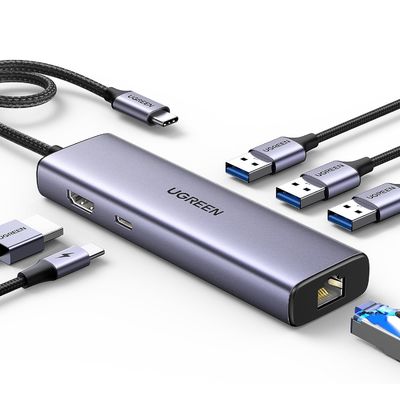 Bom preço Revodok 6 em 1 USB C Hub Gigabit Ethernet Adaptador com 4K-HDMI, 100W PD Carregamento, USB A portas de dados on-line