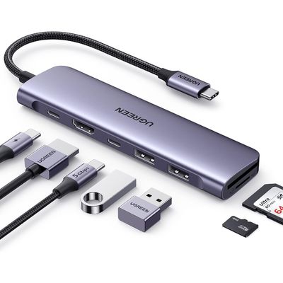 Bom preço 1071 USB C Hub para Laptop 7 em 1 USB C Dongle 4K-HDMI, 100W PD Carregamento, USB-C & 2 USB-A 5Gbps Portos de dados, SD / TF on-line