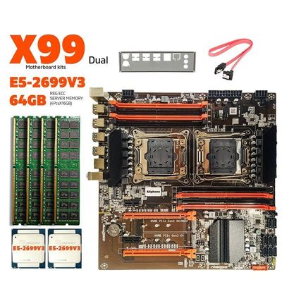قیمت خوب مادربرد X99 سفارشی با LGA 2011-3 XEON E5 2699V3 * 2 CPU با 4 * 16GB = 64GB DDR4 2133MHz کیت ترکیب حافظه سرور آنلاین