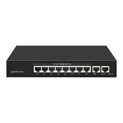Bon prix Commutateur PoE Gigabit à 10 ports avec port SFP à fibre 30W Puissance VLAN SNMP Fonctions QoS Stock actif FCC certifié 1- en forte demande en ligne
