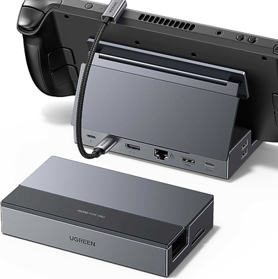 Καλή τιμή 10Gbps Steam Deck Dock 9 σε 1 USB C Docking Station με αναδιπλούμενο στέλεχος σε απευθείας σύνδεση