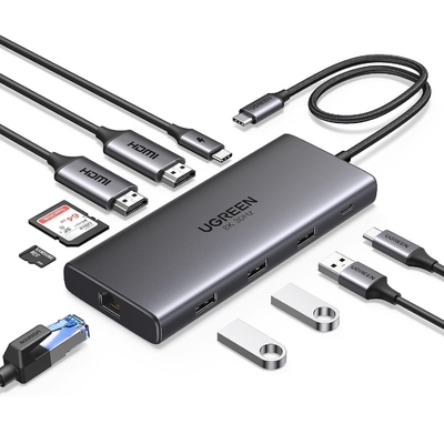 İyi bir fiyat. Revodok Pro 210 Doklama İstasyonu 10 in 1 USB C Dock Çift HD-MI 4K@60Hz Tek 8K@30Hz 100W PD 5Gbps USB C ve USB A Port çevrimiçi