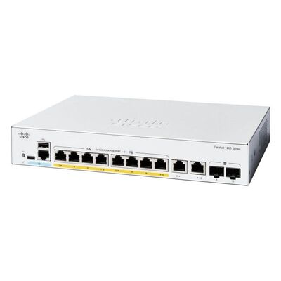 سعر جيد أصل Cisco C1200 Series Enterprise إدارة Ethernet Switch مع 8x 10/100/1000 منافذ Ethernet و 2x 1G SFP RJ-45 Combo Uplinks تصميم بدون مروحة الانترنت
