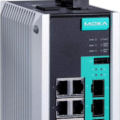 Buen precio MOXA EDS-G512E-4GSFP Conmutador Ethernet Gigabit Administrado con 8 puertos 10/100/1000BaseT(X) y 4 ranuras SFP 100/1000Base en línea