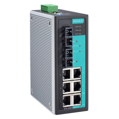 Bon prix Moxa EDS-408A-MM-SC Commutateur Ethernet industriel avec 6 ports x 10/100BaseT(X) et 2 ports x 100BaseFX pour le réseautage haut débit en ligne