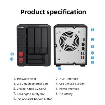 Goede prijs QNAP TS-564 Netwerkopslag Quad-core 2.9GHZ 8G en 5 Bay 2.5Gbe Nas Opslagserver online