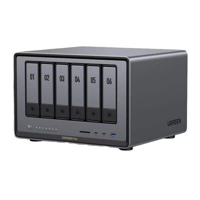 سعر جيد جديد Ugreen DXP6800 Pro 6 Bay Desktop NAS بمعالج Intel I5 1235u ذو 10 أنوية وذاكرة وصول عشوائي DDR5 بسعة 8 جيجابايت، تخزين شبكي مرفق (بدون أقراص) الانترنت